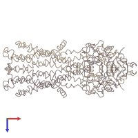 PDB entry 3b5x coloured by chain, top view.