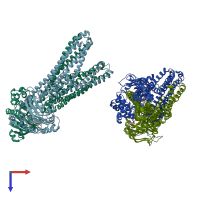 PDB entry 3b60 coloured by chain, top view.