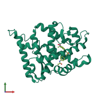 PDB entry 3b68 coloured by chain, front view.