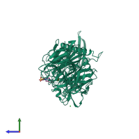 PDB entry 3b69 coloured by chain, side view.