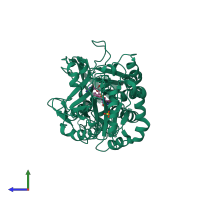 PDB entry 3b6d coloured by chain, side view.