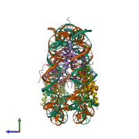 PDB entry 3b6f coloured by chain, side view.