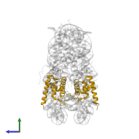 Histone H2B 1.1 in PDB entry 3b6g, assembly 1, side view.