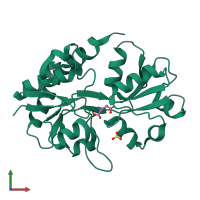 PDB entry 3b6q coloured by chain, front view.
