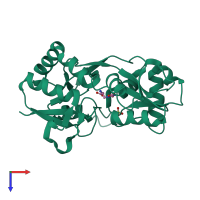 PDB entry 3b6t coloured by chain, top view.