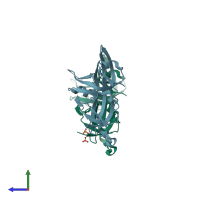 PDB entry 3b6y coloured by chain, side view.