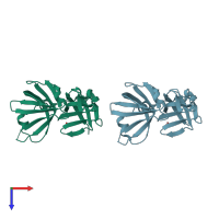 PDB entry 3b6y coloured by chain, top view.