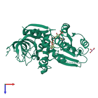 PDB entry 3b6z coloured by chain, top view.