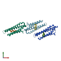 PDB entry 3b71 coloured by chain, front view.