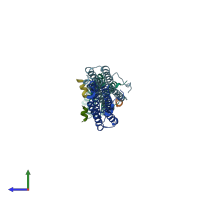 PDB entry 3b71 coloured by chain, side view.