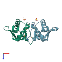 PDB entry 3b73 coloured by chain, top view.