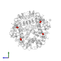 OXYGEN MOLECULE in PDB entry 3b75, assembly 1, side view.