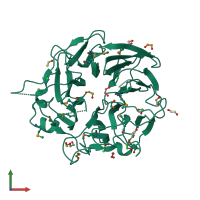 PDB entry 3b7f coloured by chain, front view.