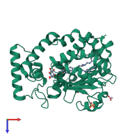 PDB entry 3b7n coloured by chain, top view.