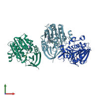 PDB entry 3b7p coloured by chain, front view.