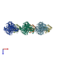 PDB entry 3b82 coloured by chain, top view.