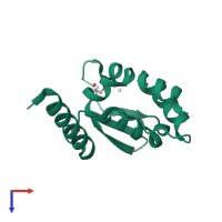 PDB entry 3b84 coloured by chain, top view.