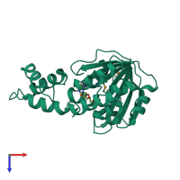 PDB entry 3b89 coloured by chain, top view.