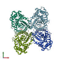 PDB entry 3b8d coloured by chain, front view.