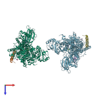 PDB entry 3b8e coloured by chain, top view.