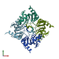 PDB entry 3b8f coloured by chain, front view.