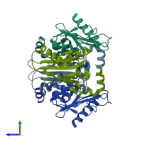 PDB entry 3b8f coloured by chain, side view.