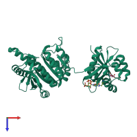 PDB entry 3b8g coloured by chain, top view.