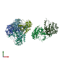 PDB entry 3b8i coloured by chain, front view.