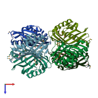 PDB entry 3b8l coloured by chain, top view.