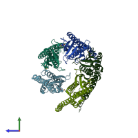 PDB entry 3b8p coloured by chain, side view.