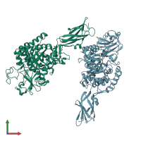 PDB entry 3b8s coloured by chain, front view.