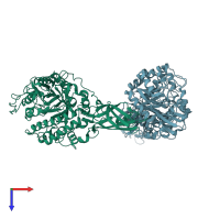 PDB entry 3b8s coloured by chain, top view.