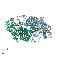 PDB entry 3b8x coloured by chain, top view.