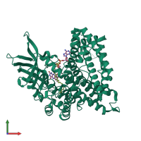 PDB entry 3b96 coloured by chain, front view.