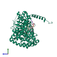 PDB entry 3b96 coloured by chain, side view.