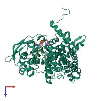 PDB entry 3b96 coloured by chain, top view.