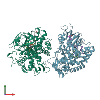 PDB entry 3b99 coloured by chain, front view.