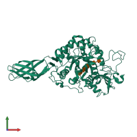 PDB entry 3b9a coloured by chain, front view.