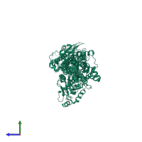 PDB entry 3b9b coloured by chain, side view.