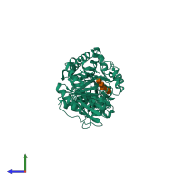 PDB entry 3b9d coloured by chain, side view.