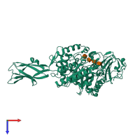 PDB entry 3b9d coloured by chain, top view.