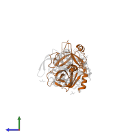 Thrombin heavy chain in PDB entry 3b9f, assembly 1, side view.