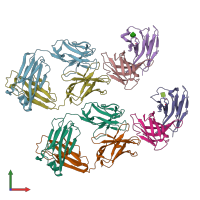 PDB entry 3b9k coloured by chain, front view.