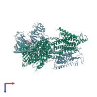 PDB entry 3b9r coloured by chain, top view.