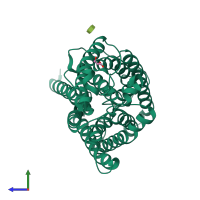 PDB entry 3b9w coloured by chain, side view.
