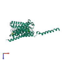 PDB entry 3b9z coloured by chain, top view.