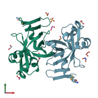 PDB entry 3ba3 coloured by chain, front view.