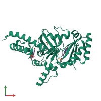PDB entry 3ba8 coloured by chain, front view.
