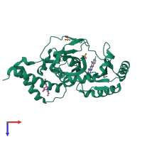 PDB entry 3ba8 coloured by chain, top view.