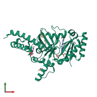 PDB entry 3ba9 coloured by chain, front view.